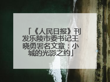 《人民日报》刊发乐陵市委书记王晓勇署名文章：小城的光影之约