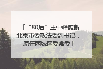 “80后”王中峰履新北京市委政法委副书记，原任西城区委常委