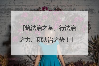 筑法治之基、行法治之力、积法治之势！