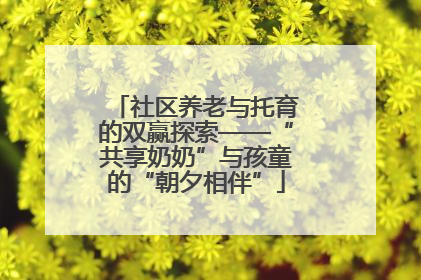 社区养老与托育的双赢探索——“共享奶奶”与孩童的“朝夕相伴”
