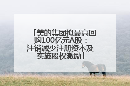 美的集团拟最高回购100亿元A股：注销减少注册资本及实施股权激励
