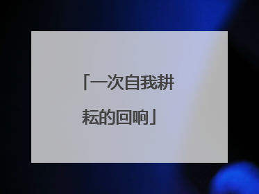一次自我耕耘的回响