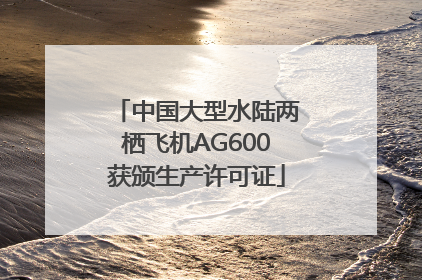 中国大型水陆两栖飞机AG600获颁生产许可证
