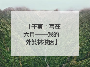 于葵：写在六月——我的外婆林徽因