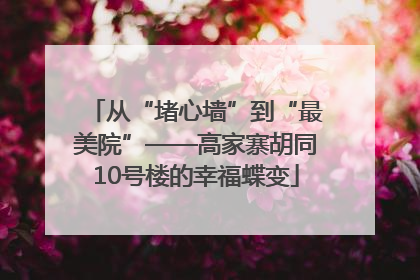 从“堵心墙”到“最美院”——高家寨胡同10号楼的幸福蝶变