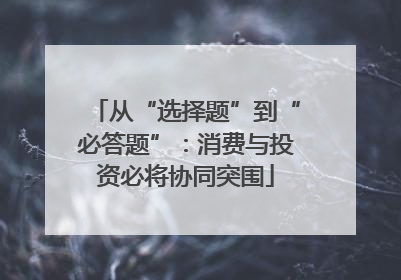 从“选择题”到“必答题”：消费与投资必将协同突围