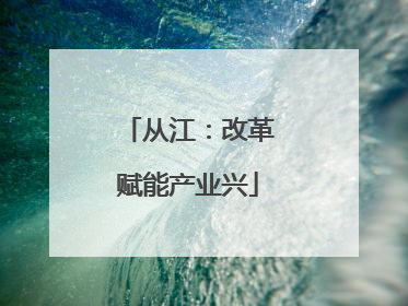 从江：改革赋能产业兴