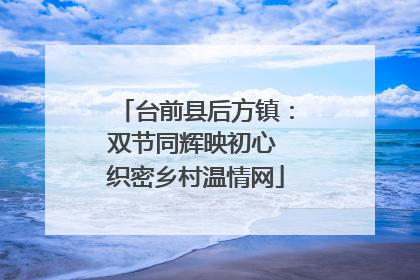 台前县后方镇：双节同辉映初心 织密乡村温情网