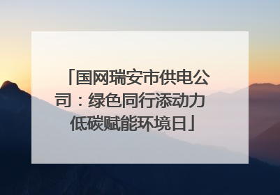 国网瑞安市供电公司：绿色同行添动力 低碳赋能环境日