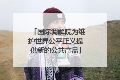 国际调解院为维护世界公平正义提供新的公共产品