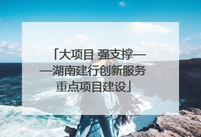 大项目 强支撑——湖南建行创新服务重点项目建设