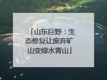 山东巨野：生态修复让废弃矿山变绿水青山