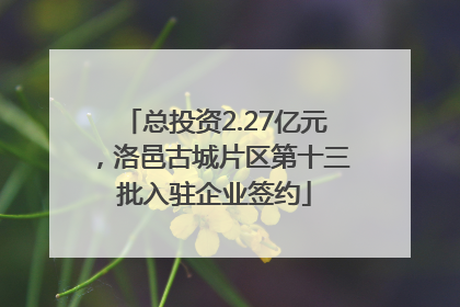总投资2.27亿元，洛邑古城片区第十三批入驻企业签约
