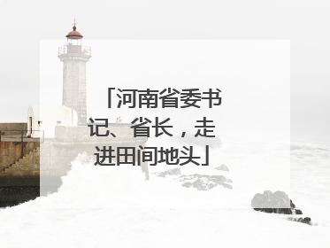 河南省委书记、省长，走进田间地头