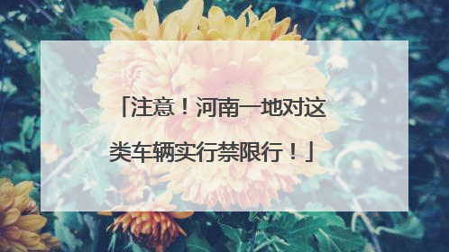 注意！河南一地对这类车辆实行禁限行！