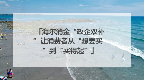 海尔消金“政企双补”让消费者从“想要买”到“买得起”