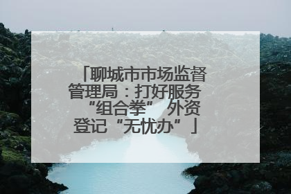 聊城市市场监督管理局：打好服务“组合拳” 外资登记“无忧办”