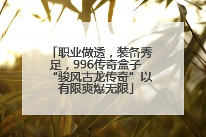 职业做透，装备秀足，996传奇盒子“骏风古龙传奇”以有限爽爆无限