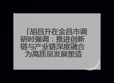 胡昌升在金昌市调研时强调：推进创新链与产业链深度融合 为高质量发展塑造新动能新优势