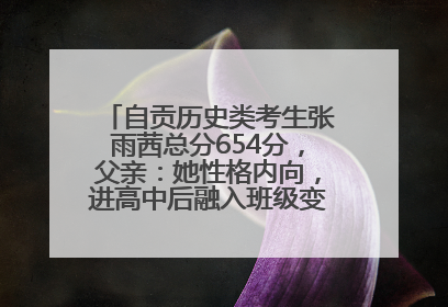 自贡历史类考生张雨茜总分654分，父亲：她性格内向，进高中后融入班级变得活泼开朗