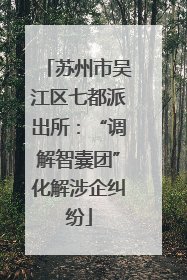 苏州市吴江区七都派出所：“调解智囊团”化解涉企纠纷