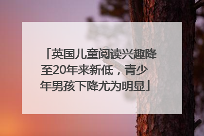 英国儿童阅读兴趣降至20年来新低，青少年男孩下降尤为明显