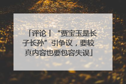 评论丨“贾宝玉是长子长孙”引争议，要较真内容也要包容失误