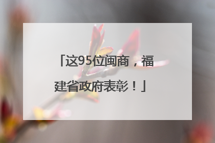 这95位闽商，福建省政府表彰！