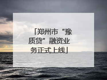 郑州市“豫质贷”融资业务正式上线