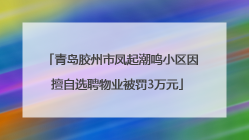 青岛胶州市凤起潮鸣小区因擅自选聘物业被罚3万元