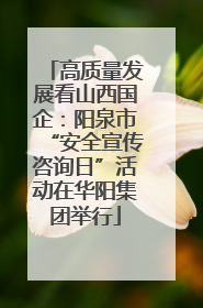 高质量发展看山西国企：阳泉市“安全宣传咨询日”活动在华阳集团举行
