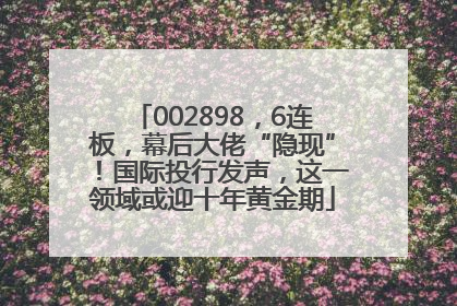 002898，6连板，幕后大佬“隐现”！国际投行发声，这一领域或迎十年黄金期