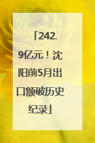 242.9亿元！沈阳前5月出口额破历史纪录