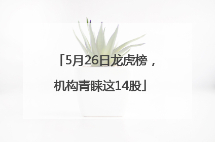 5月26日龙虎榜，机构青睐这14股